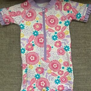 Ruffle Butts rash guard swim one piece